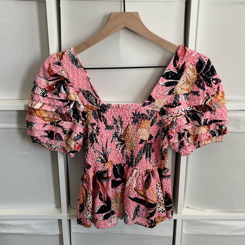 FARM Rio Multicolor Floral Puff Sleeve Blouse - Picture 3 of 3